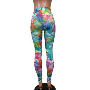 Watercolor Pastel Print High Waist Leggings Pants - Peridot Clothing