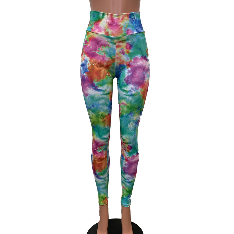 Watercolor Pastel Print High Waist Leggings Pants - Peridot Clothing