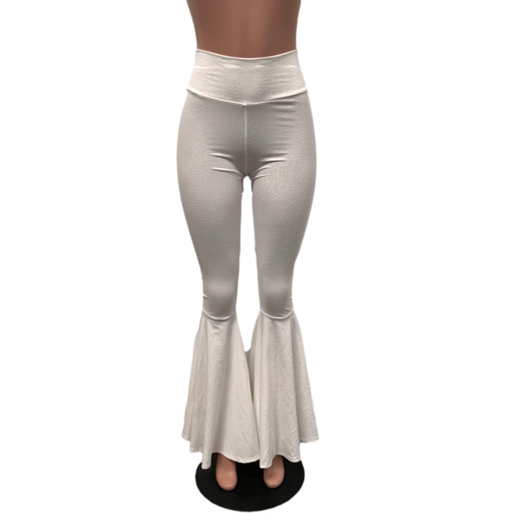 White Embossed Bell Bottoms -  Flare Pants - Choose your Rise - Peridot Clothing