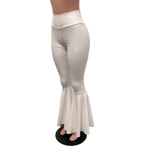 White Embossed Bell Bottoms -  Flare Pants - Choose your Rise - Peridot Clothing