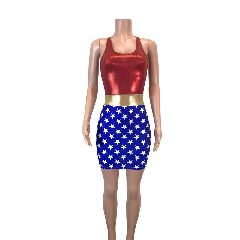 Wonder Woman Bodycon Dress Costume- Clubwear, Rave Wear Large