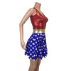 Wonder Woman Skater Dress Costume- Clubwear, Rave Wear, Mini Circle Skirt - Peridot Clothing